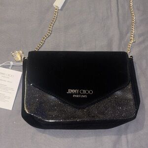Jimmy Choo Black and Silver Glitter Clutch parfums bag